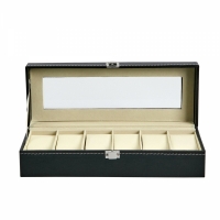 Cutie eleganta pentru organizare ceasuri, cu 6 compartimente, negru, 30 x 11 x 8 cm, bright & homely, BH168